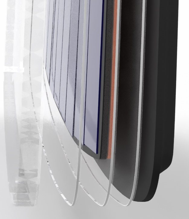 Savcor render of the layer stack, edge view